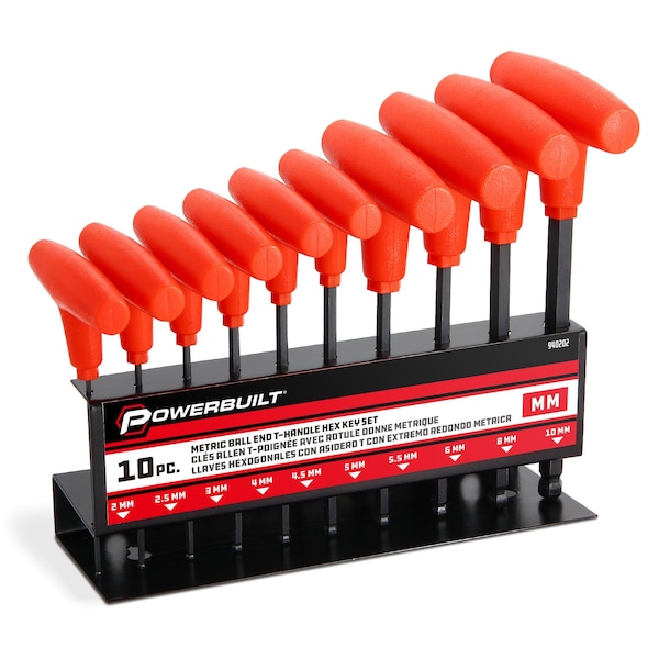 10Pc Metric Ball End T-Handle Hex Wrench Set